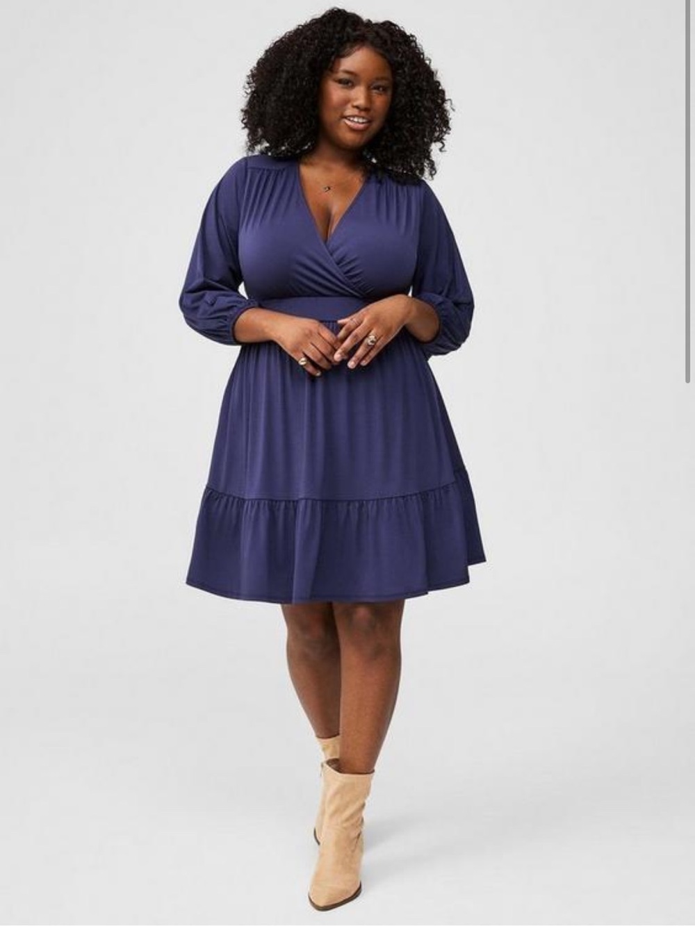 torrid Mini Studio Knit Surplice Tiered Dress